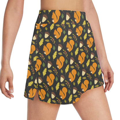 Squirrel Print Design LKS301 17" Golf & Pickleball Skort with Pockets