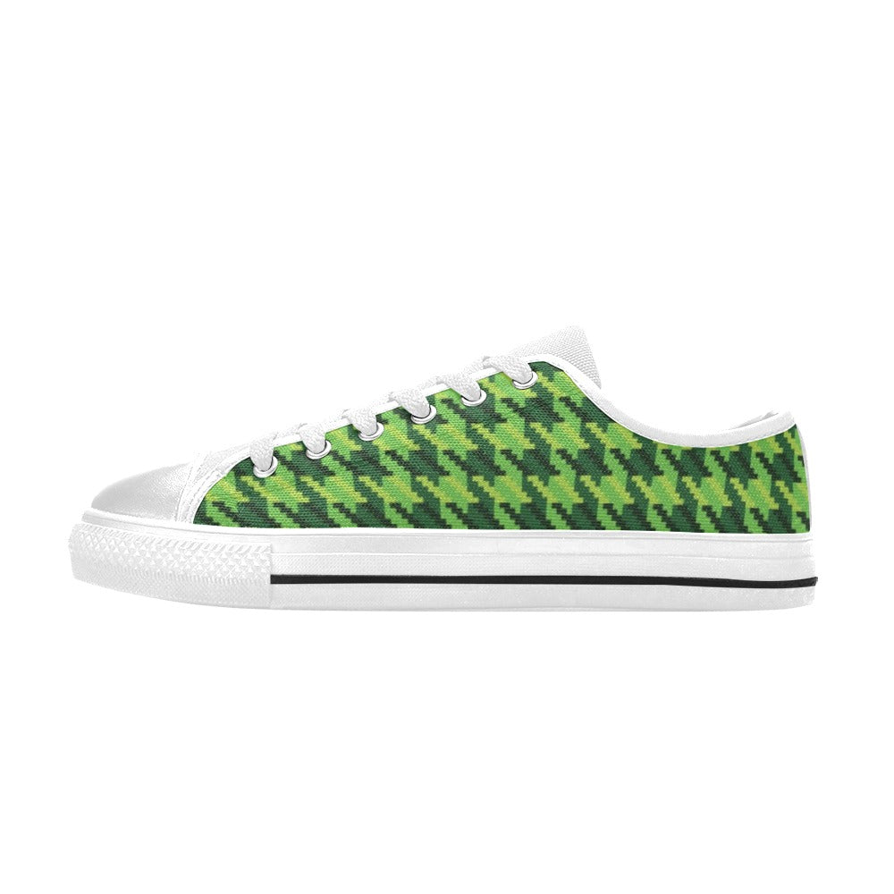 St Patricks Day Houndstooth Pattern Print LKS301 Women's White Low Top Shoes