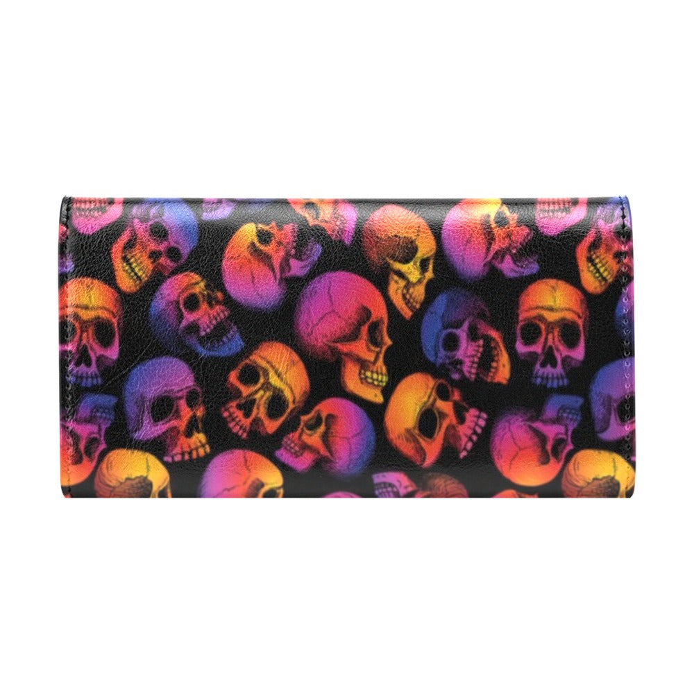 Skull Multicolor Print Design LKS3011 Women's Trifold Wallet