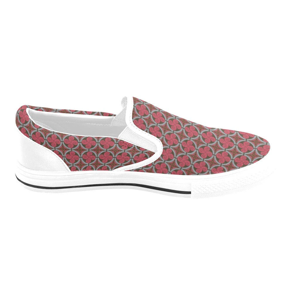 Vikings Print Design LKS301 White Slip Ons Canvas Women's Shoes