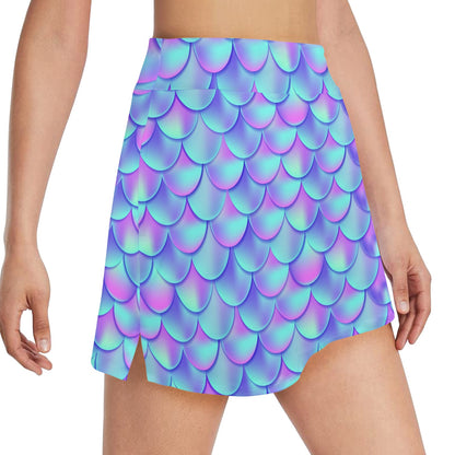 Mermaid Tail Design Print Pattern 17" Golf & Pickleball Skort with Pockets