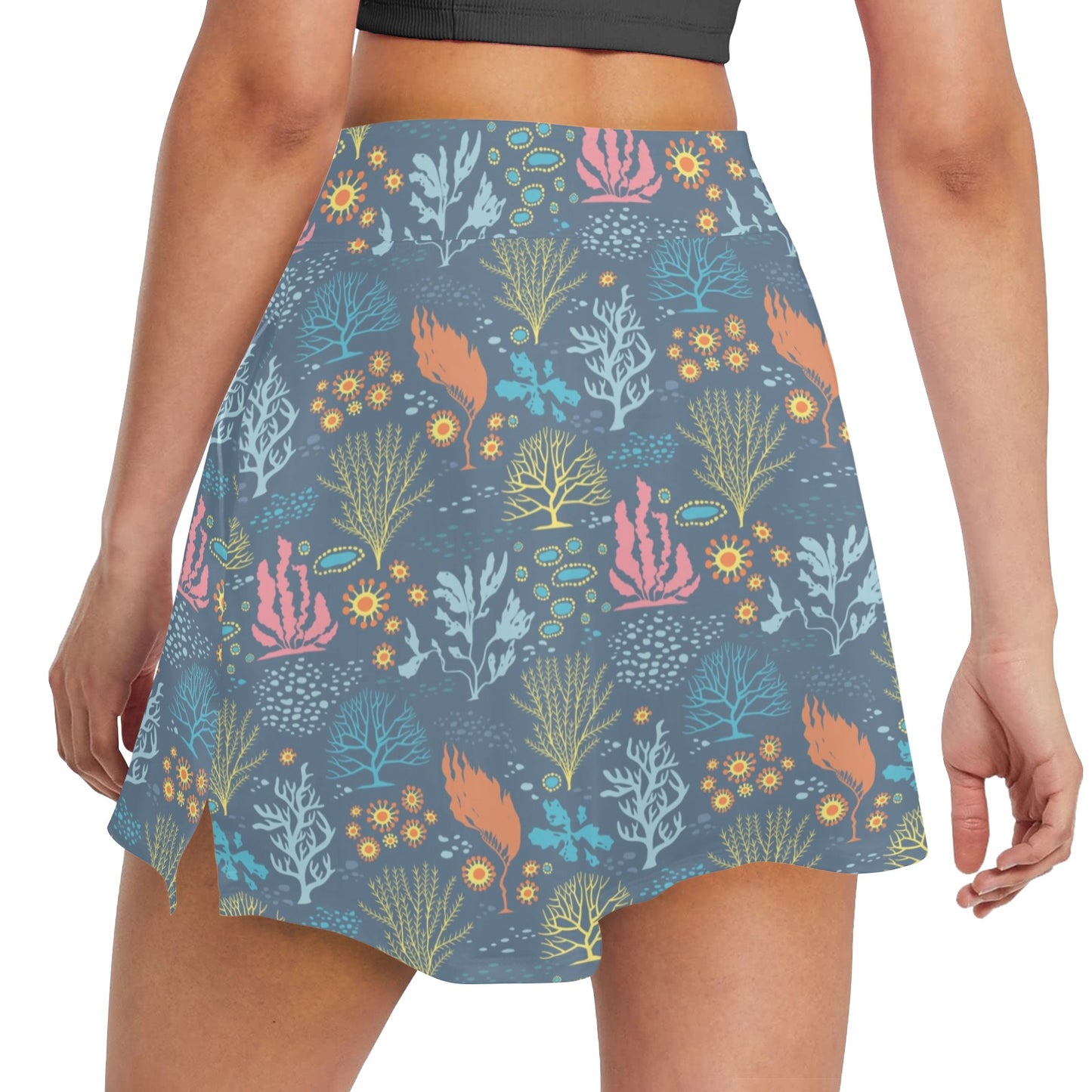 Seaweed Print Design LKS304 17" Golf & Pickleball Skort with Pockets
