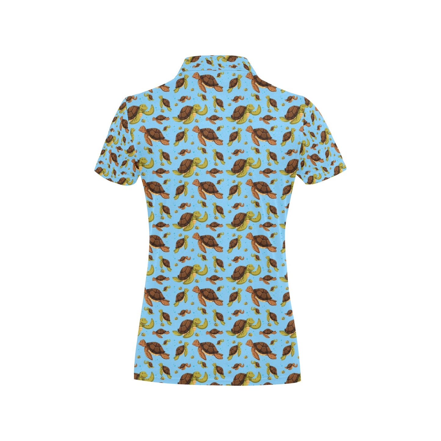 Hello Sea Turtle Print Pattern Women's Polo Shirt