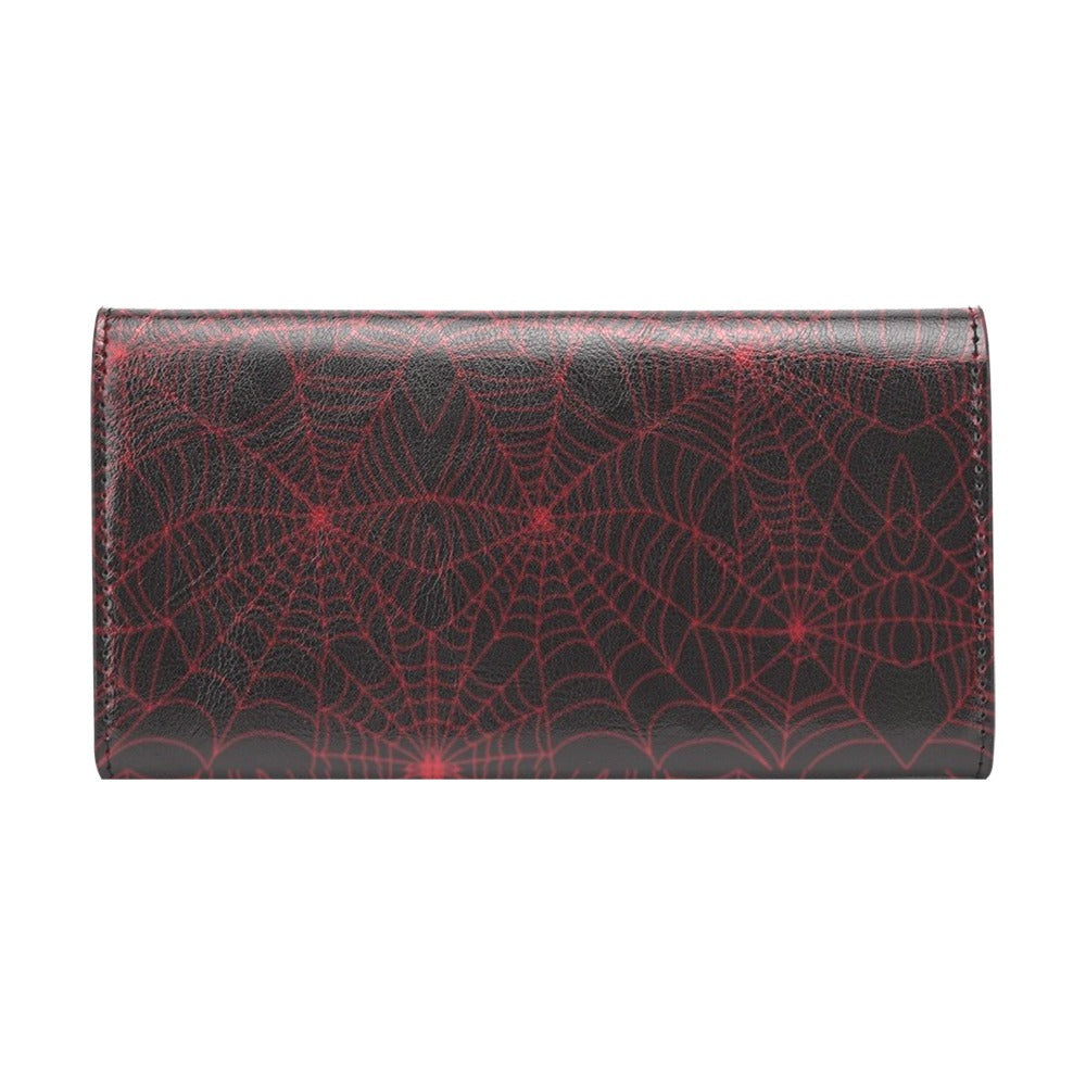 Spider Web Red Print Design LKS302 Women's Trifold Wallet