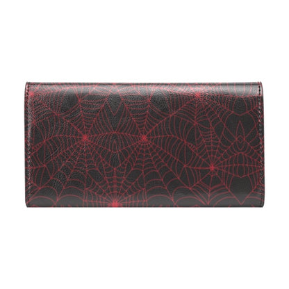 Spider Web Red Print Design LKS302 Women's Trifold Wallet