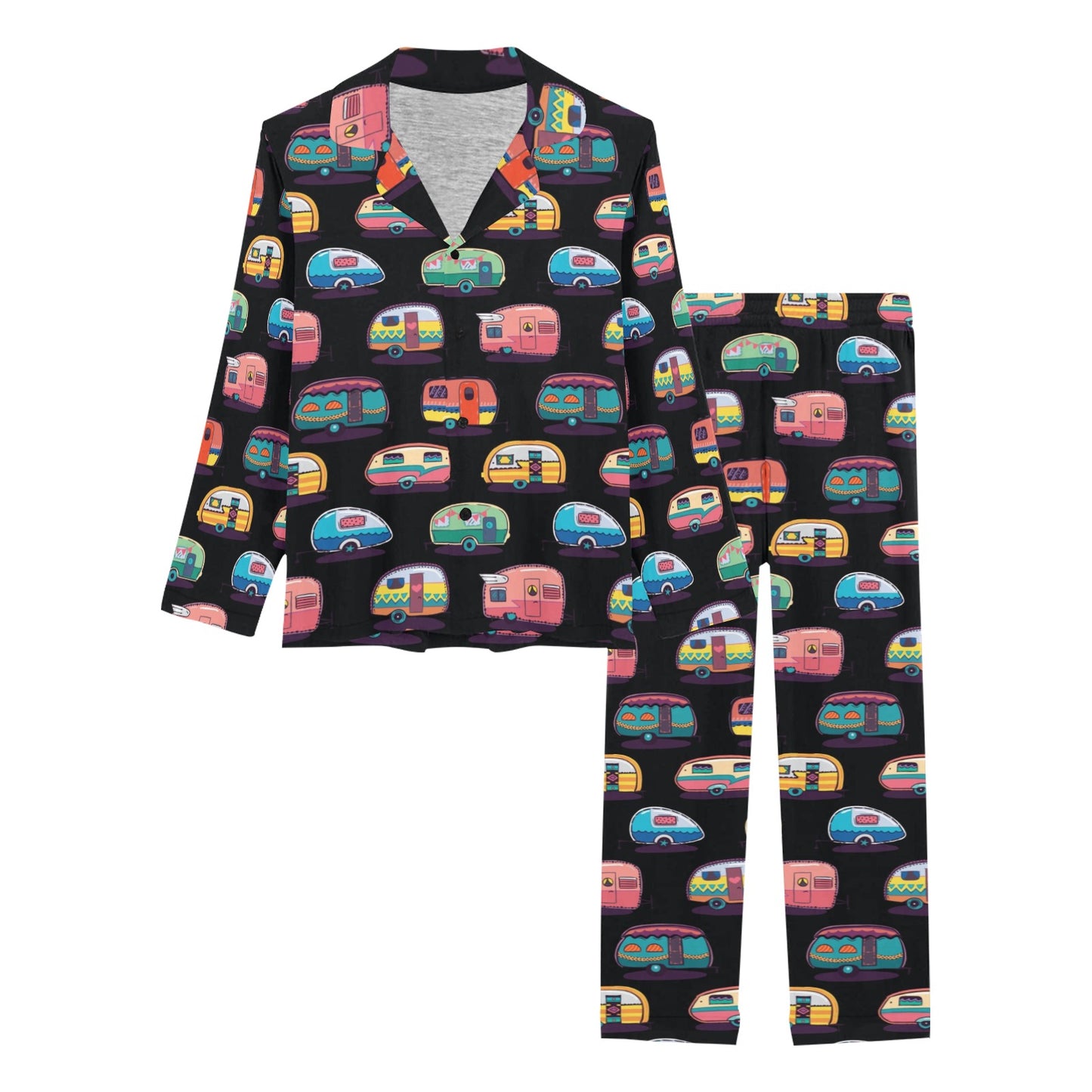 Camper Camping Pattern Women's Long Pajama Set