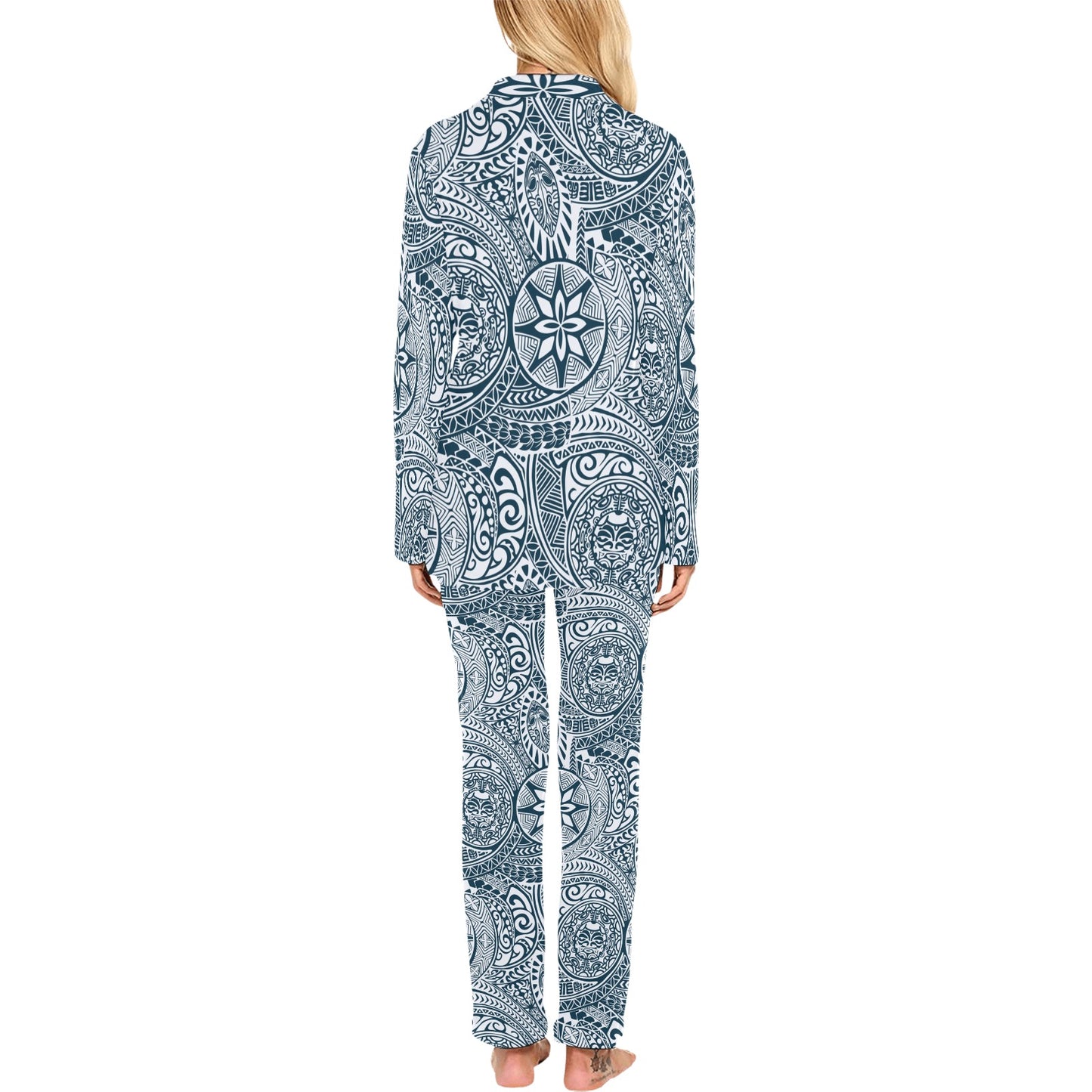 Polynesian Pattern Print Design A03 Women's Long Pajama Set