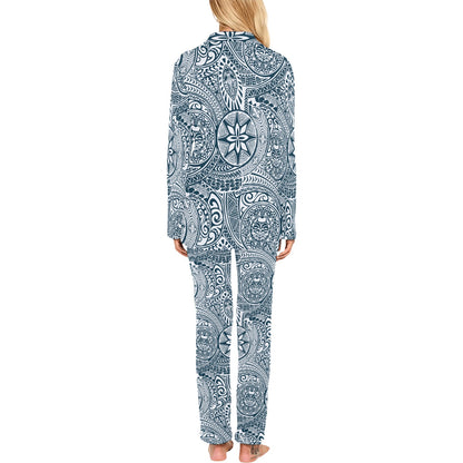 Polynesian Pattern Print Design A03 Women's Long Pajama Set