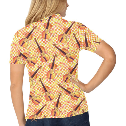 Violin Pattern Print Design 03 Women's Polo Shirt