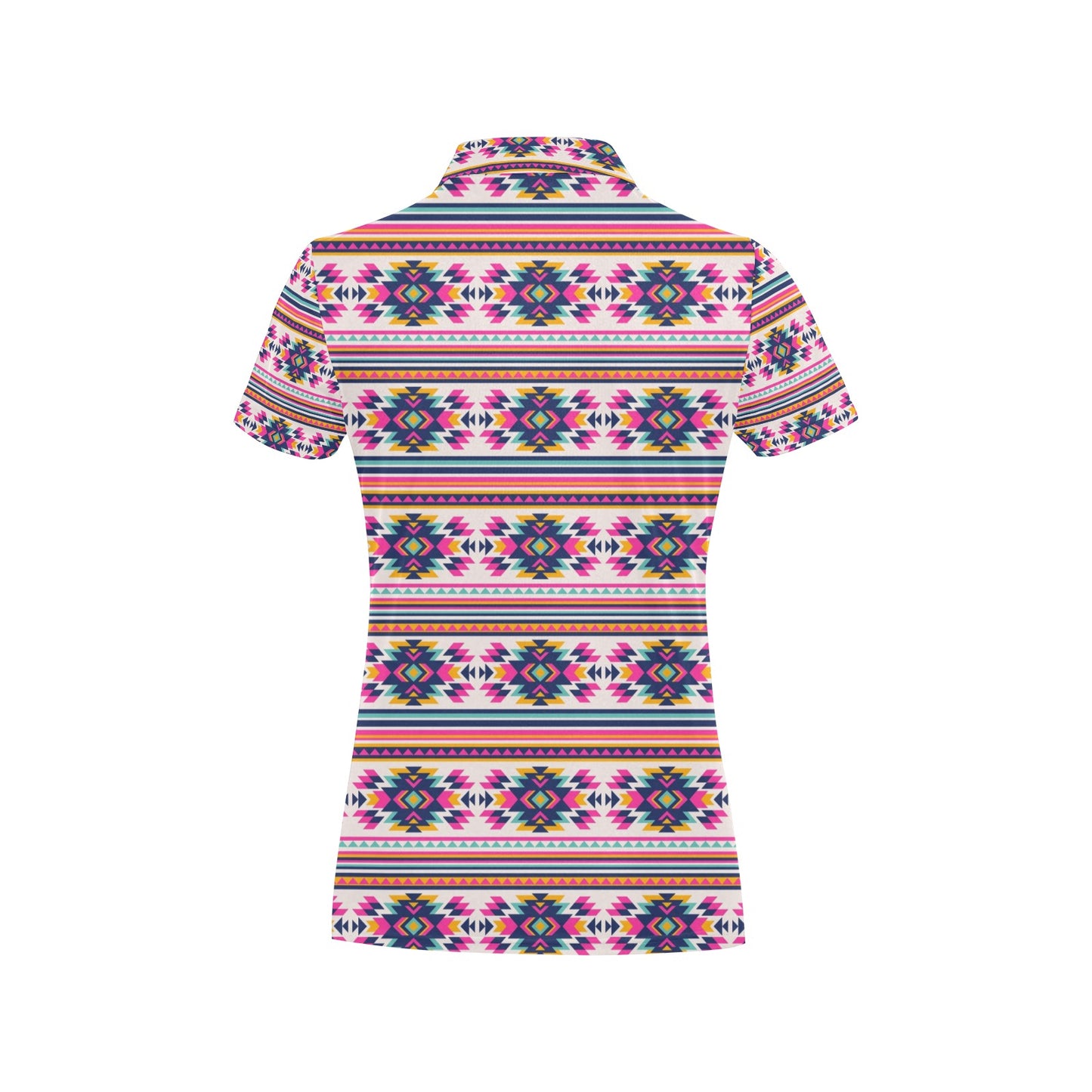 Indian Navajo Neon Themed Design Print Women's Polo Shirt