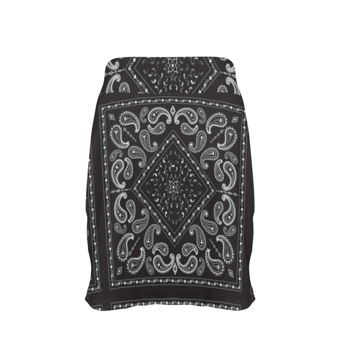 Bandana Black White Print Design LKS302 17" Golf & Pickleball Skort with Pockets