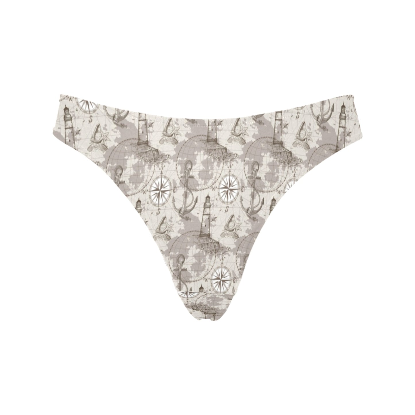 Nautical Map Design Themed Print Women's Thongs