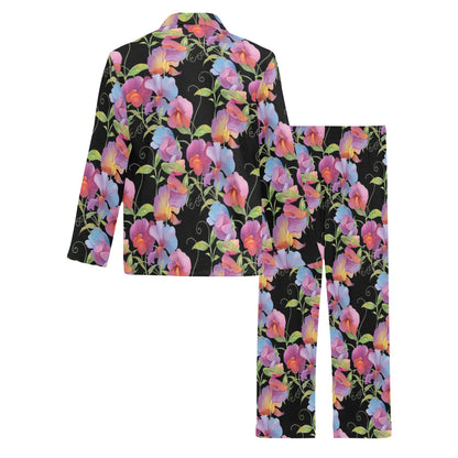 Peony Pattern Print Design PE012 Men's Long Pajama Set