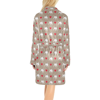 Bull Terriers Pattern Print Design 01 Women's Fleece Robe