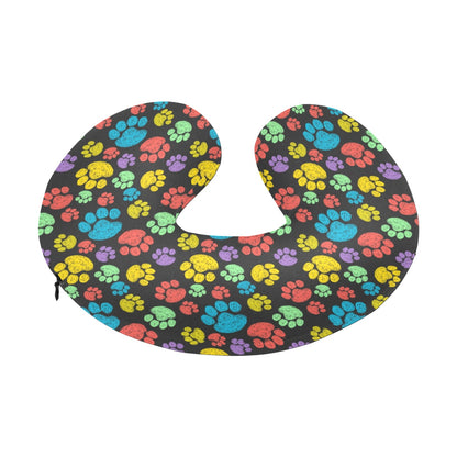 Paw Colorful Print U-Shaped Travel Neck Pillow