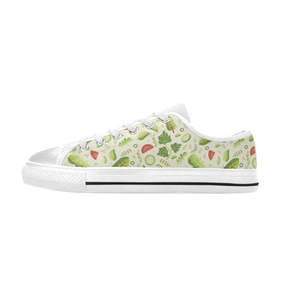 Salad Vegetable Print Design LKS302 Women's White Low Top Shoes