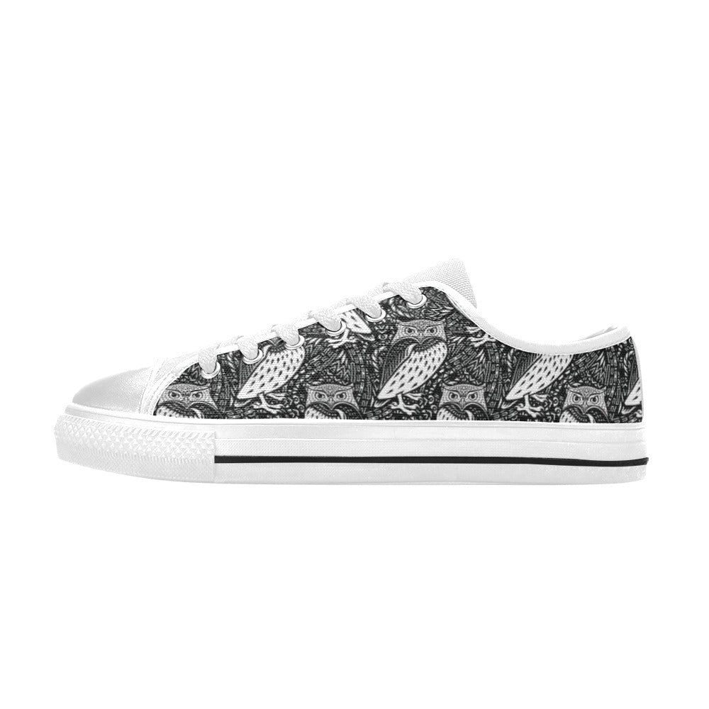 Tribal Pattern Print Design LKS308 Women's White Low Top Shoes