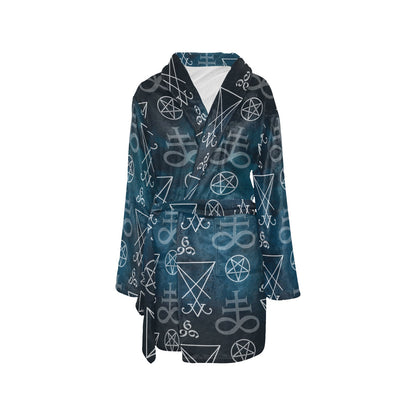 Pentagram Pattern Print Design A03 Women's Fleece Robe