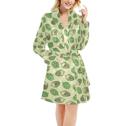 Artichoke Pattern Print Design 03 Women's Fleece Robe