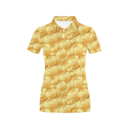 Dollar Pattern Print Design DO03 Women's Polo Shirt