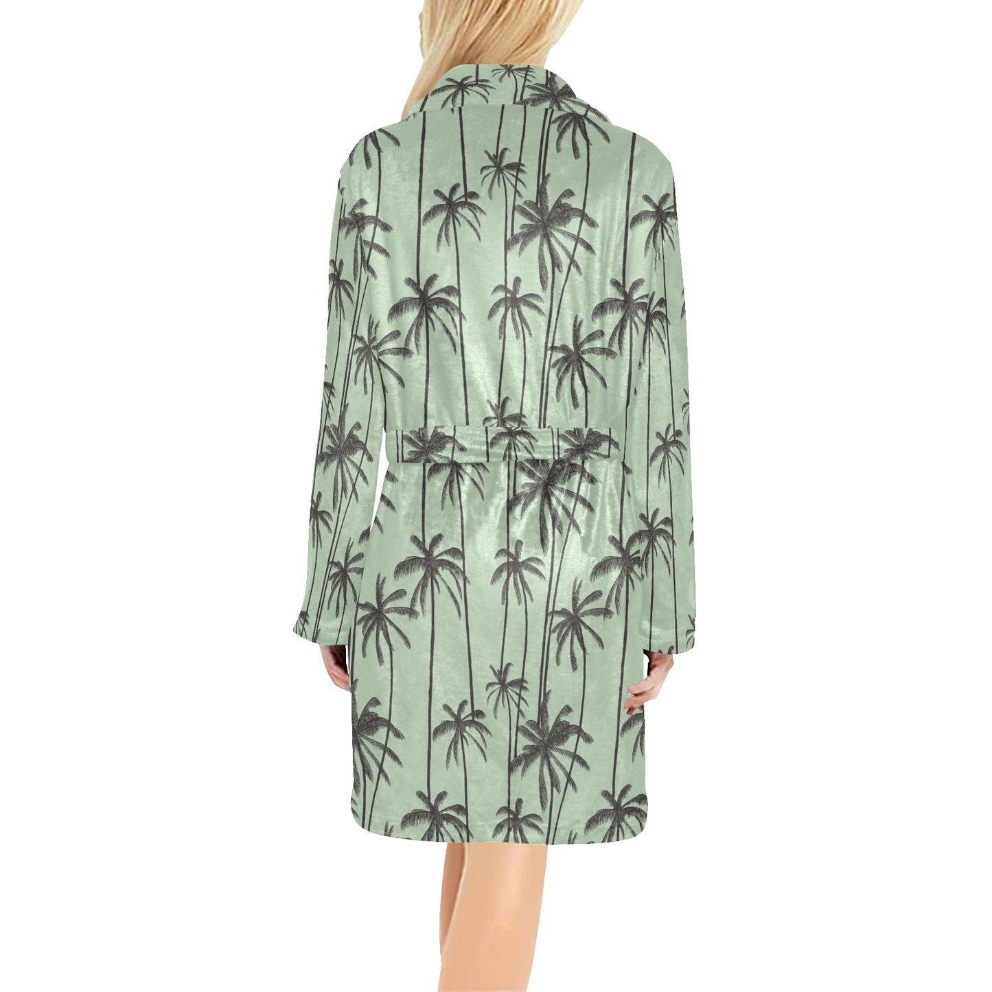 Palm Tree Pattern Print Design A04 Women's Fleece Robe