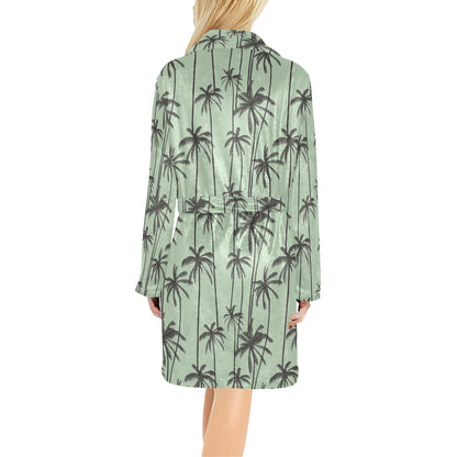 Palm Tree Pattern Print Design A04 Women's Fleece Robe