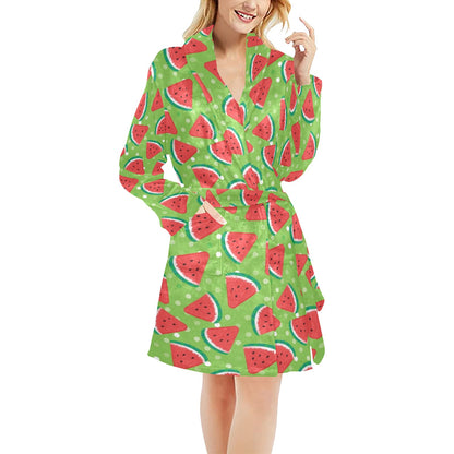Watermelon Pattern Print Design WM05 Women's Fleece Robe