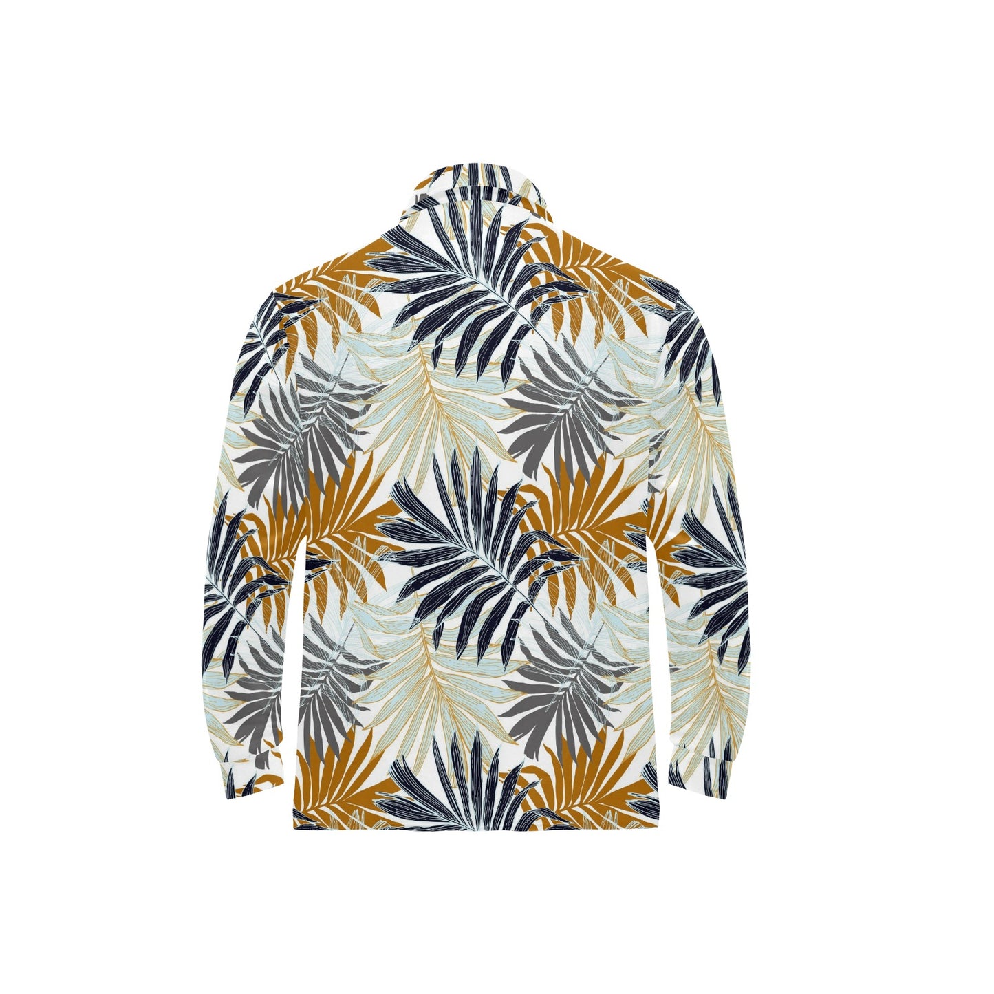 Colorful Tropical Palm Leaves Long Sleeve Polo Shirt For Men's