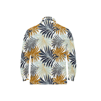 Colorful Tropical Palm Leaves Long Sleeve Polo Shirt For Men's