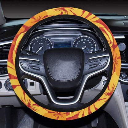 Hibiscus Summer Print Design LKS302 Steering Wheel Cover with Elastic Edge