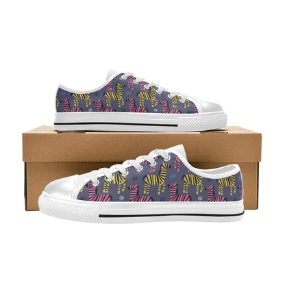 Zebra Print Design LKS303 Women's White Low Top Shoes