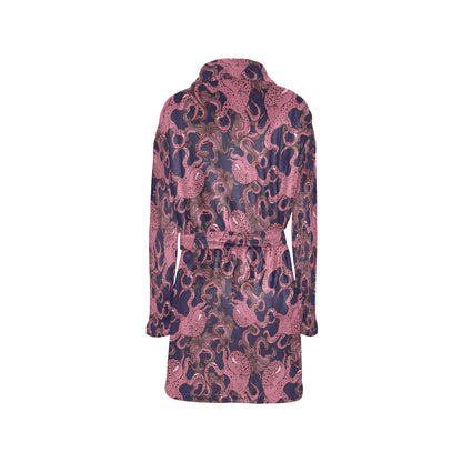 Octopus Pattern Print Design A03 Women's Fleece Robe