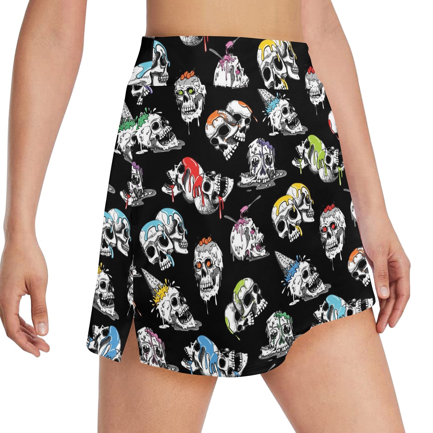 Skull Print Design LKS3013 17" Golf & Pickleball Skort with Pockets