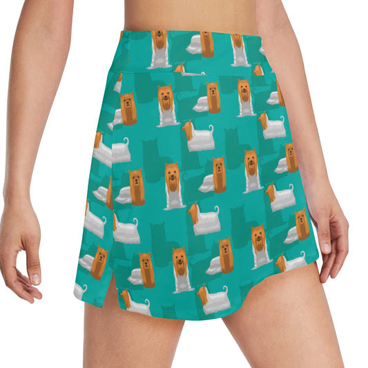 Silky Terriers Print Design LKS301 17" Golf & Pickleball Skort with Pockets