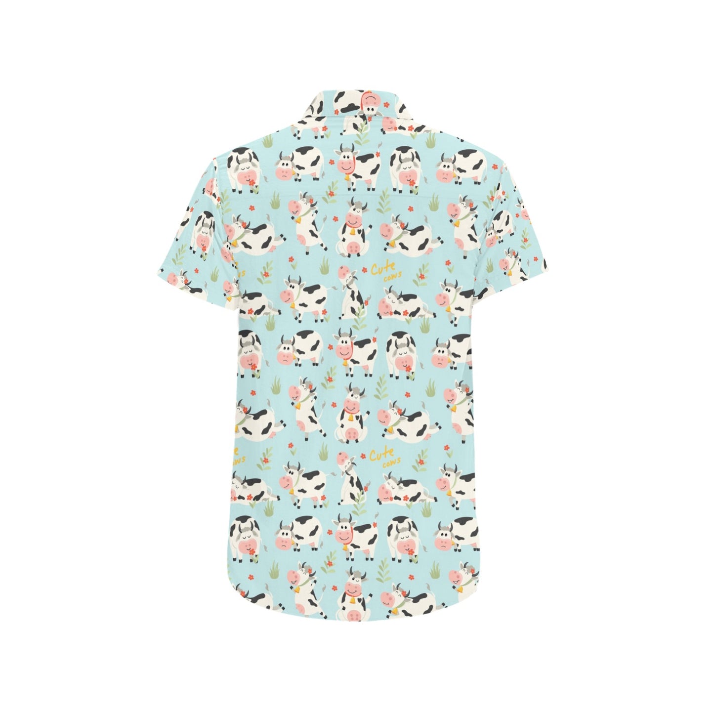 Cattle Print Design LKS403 Men Short Sleeve Button Up Shirt