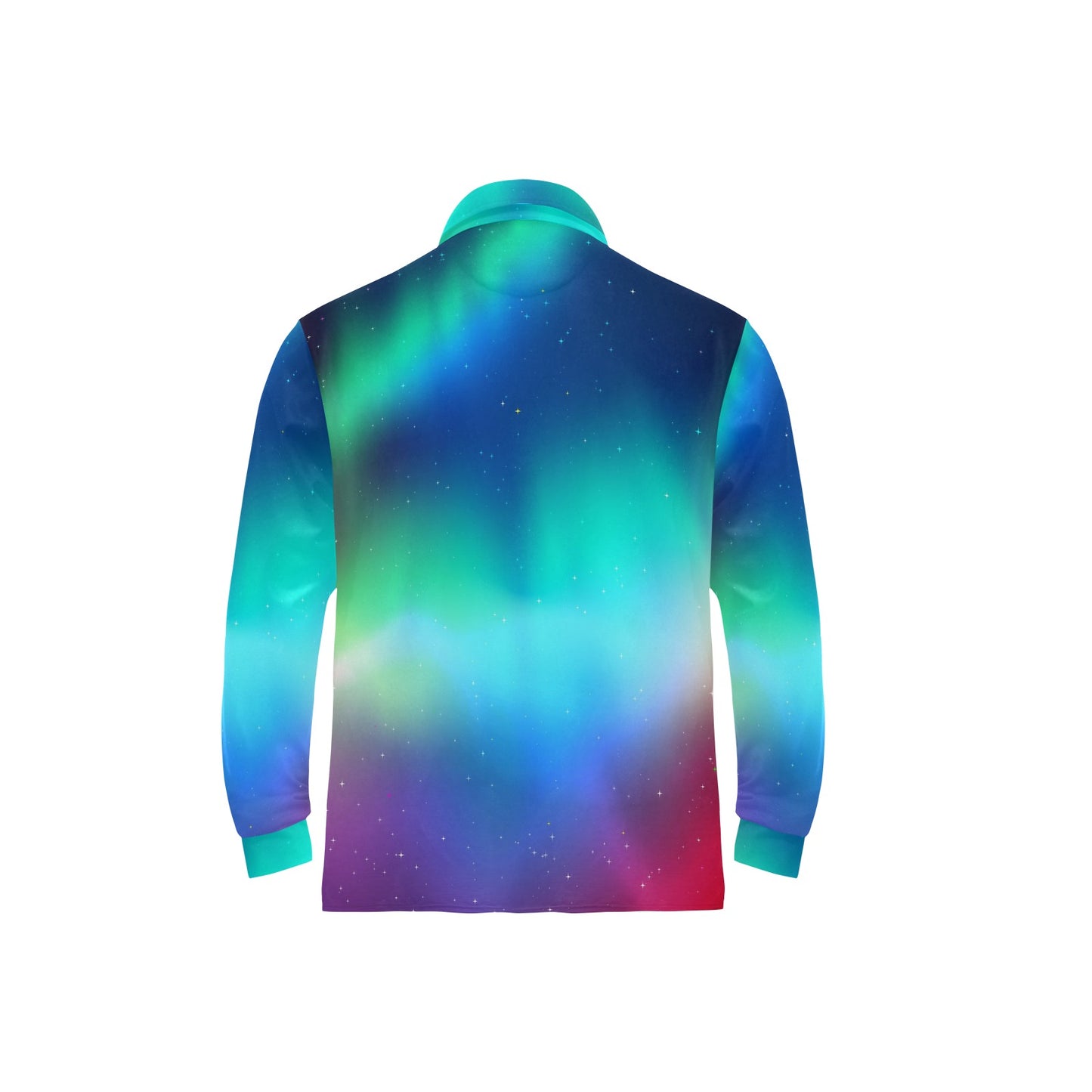 Aurora Borealis Pattern Print Design 02 Long Sleeve Polo Shirt For Men's