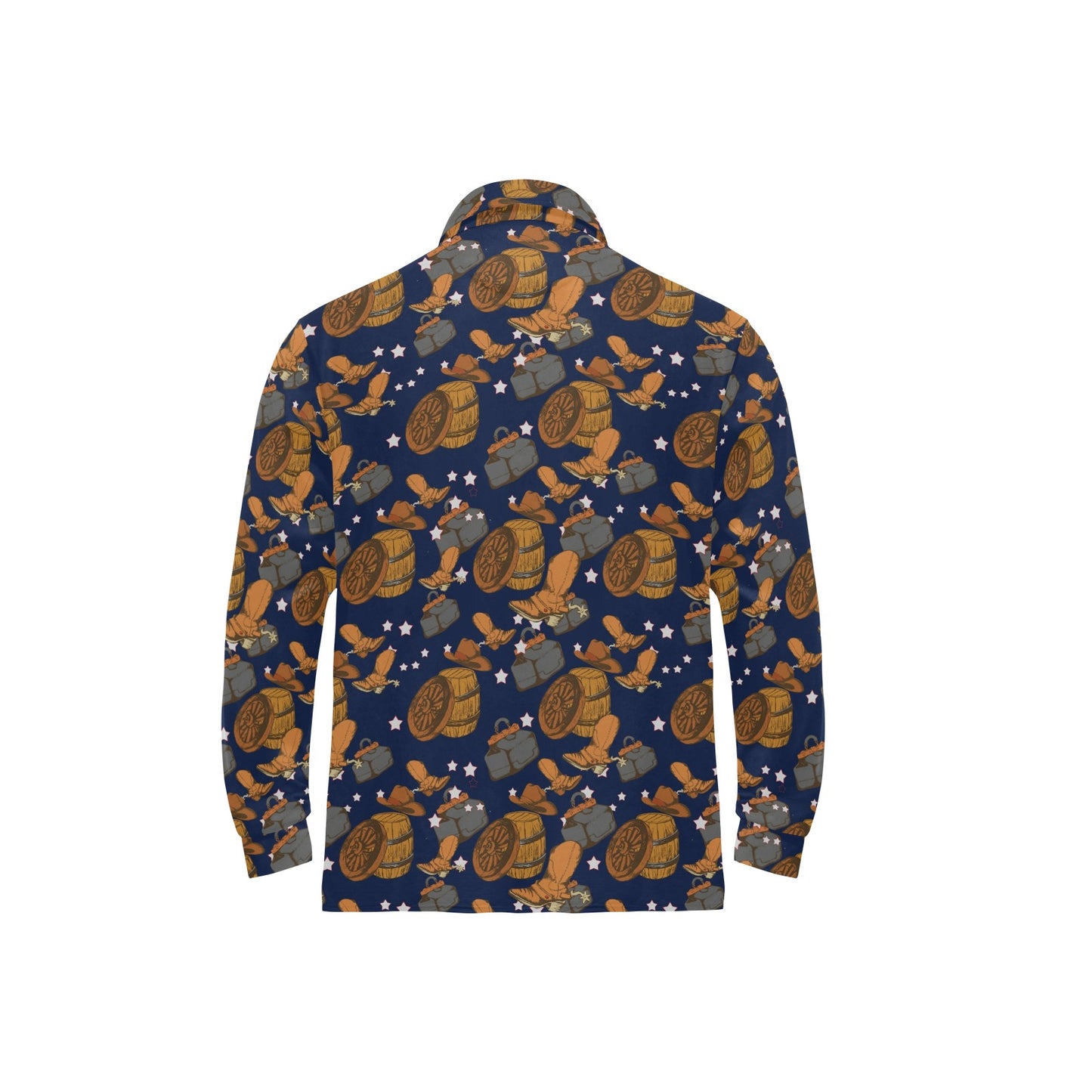 Cowboy Pattern Print Design 03 Long Sleeve Polo Shirt For Men's
