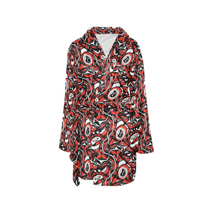 Native North American Themed Print Women's Fleece Robe
