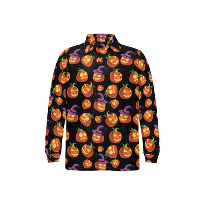 Witch Pumpkin Halloween Print LKS302 Long Sleeve Polo Shirt For Men's