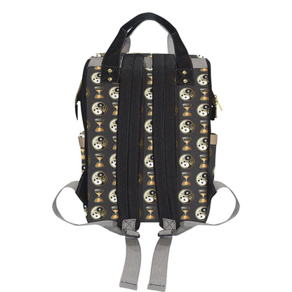 Yin Yang Skull Themed Design Print Diaper Bag Backpack