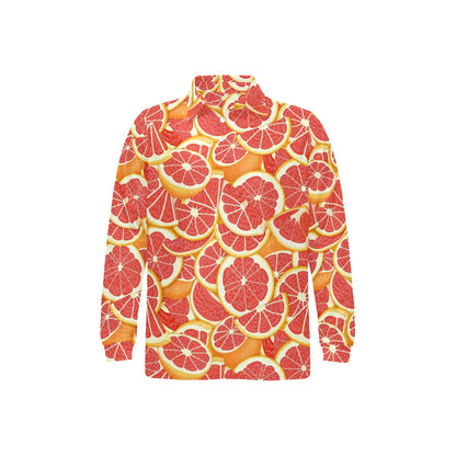Grapefruit Pattern Print Design GF02 Long Sleeve Polo Shirt For Men's