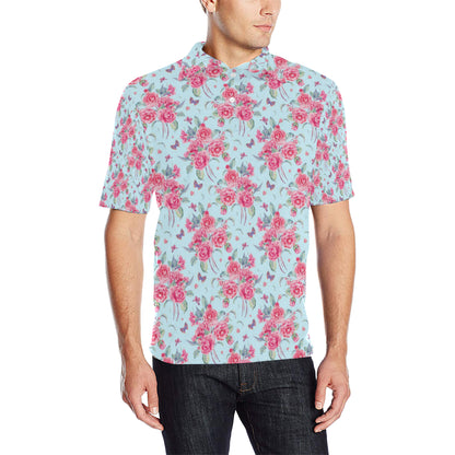 Camellia Pattern Print Design 01 Men Polo Shirt