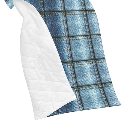 Jean Patchwork Pattern Print Design 02 Premium Quilt