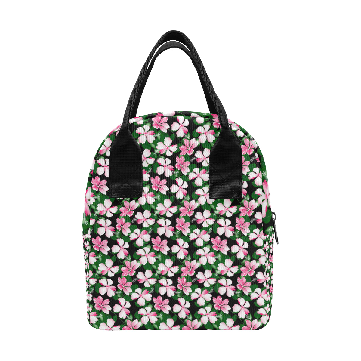 Hibiscus Pink Flower Hawaiian Print Insulated Lunch Bag