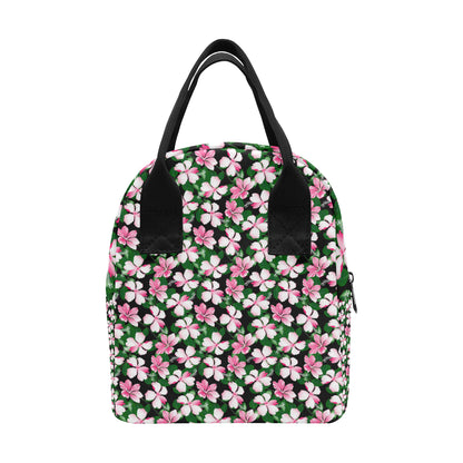 Hibiscus Pink Flower Hawaiian Print Insulated Lunch Bag