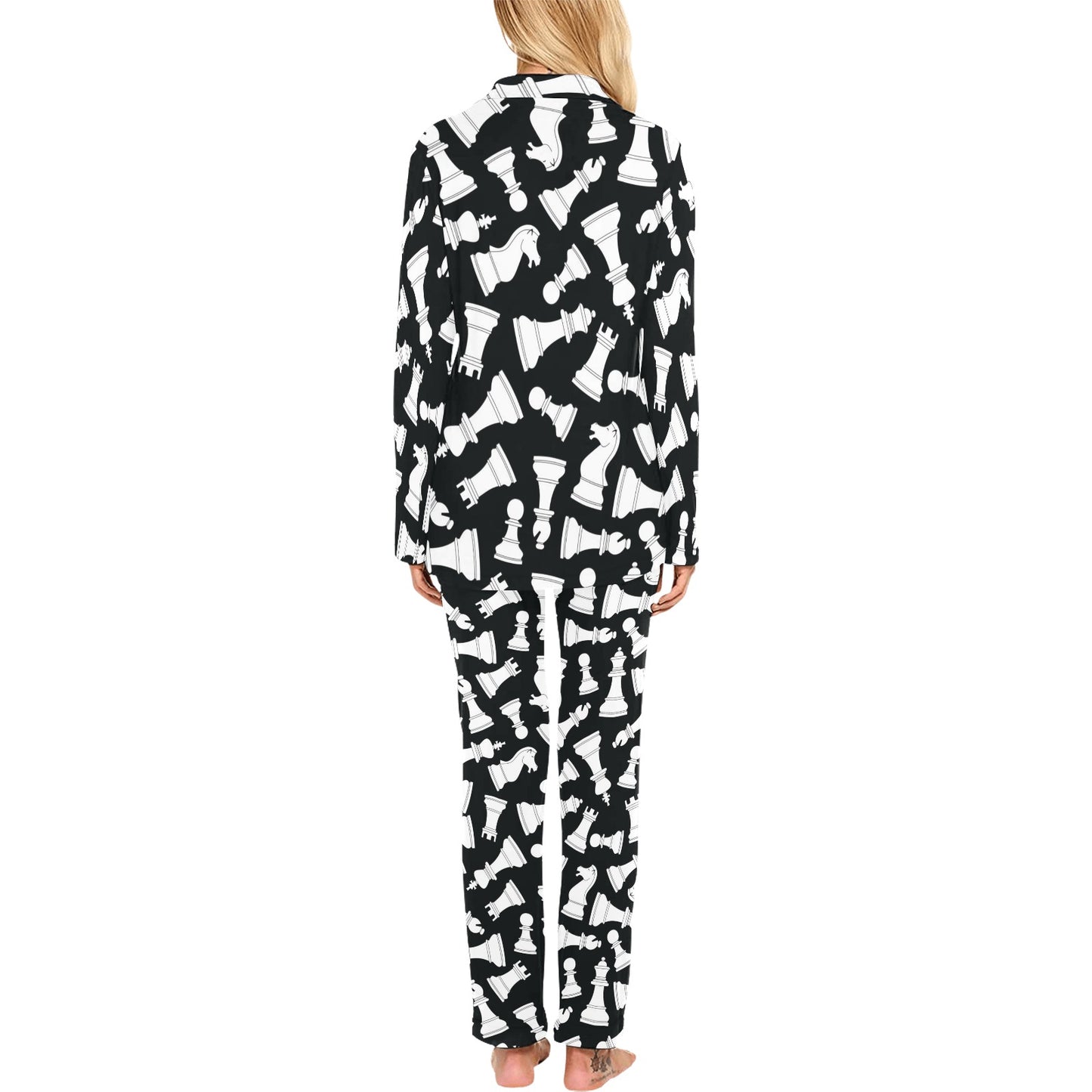 Chess Pattern Print Design 01 Women's Long Pajama Set