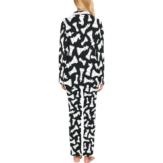 Chess Pattern Print Design 01 Women's Long Pajama Set