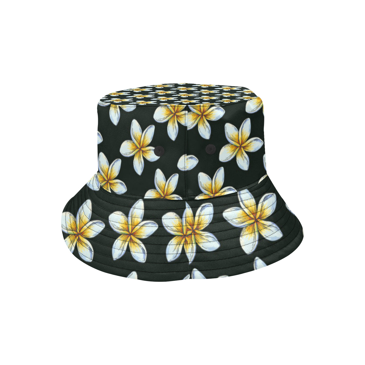 White Plumeria Pattern Print Design PM022 Unisex Bucket Hat