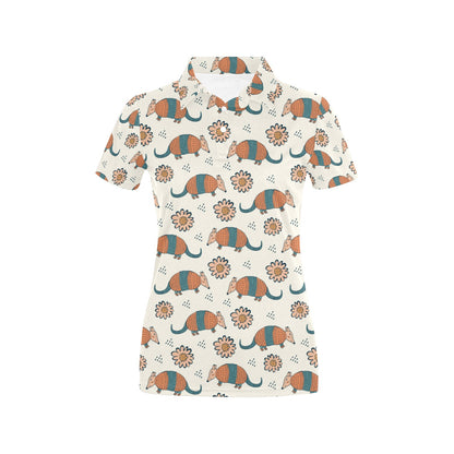 Armadillo Pattern Print Design 02 Women's Polo Shirt