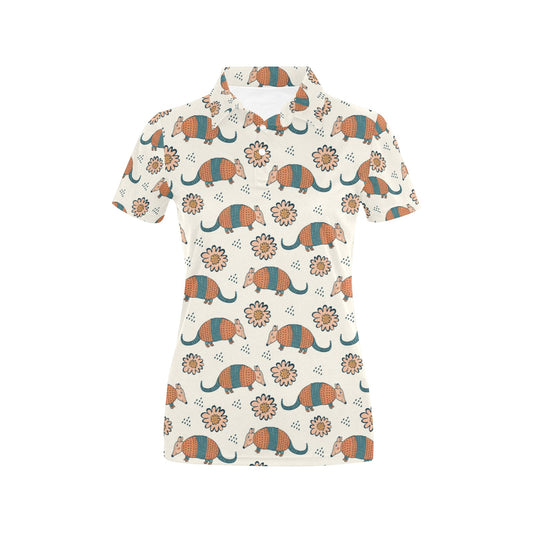 Armadillo Pattern Print Design 02 Women's Polo Shirt